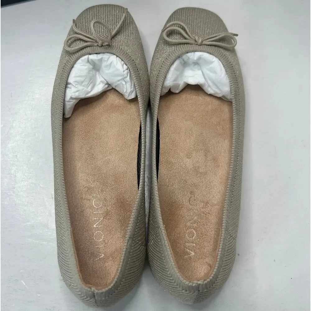 Vionic Klara Knit Square Toe Flats Oat Gold Women's 6.5 M Comfort Arch Support - Picture 6 of 11